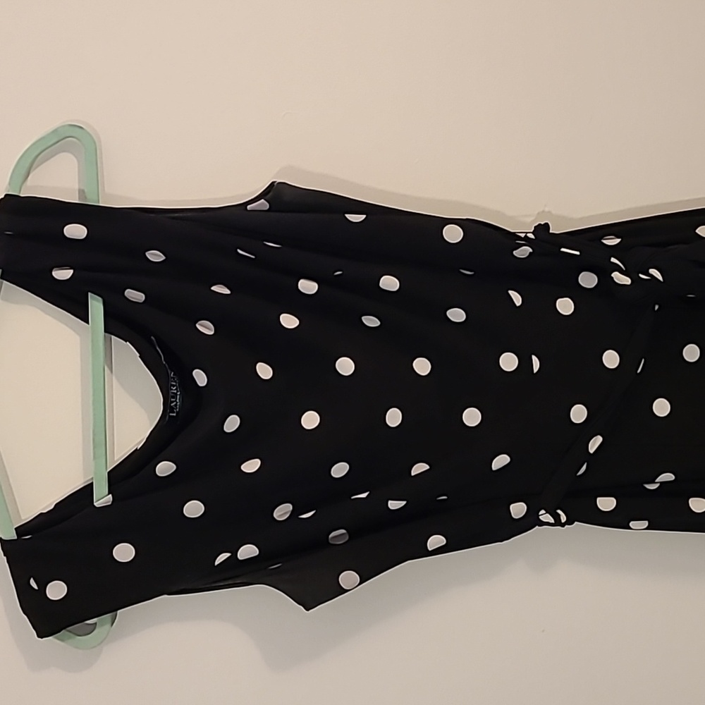 Ralph Lauren super cute polka dot dress with belt, 16w, a-line - Picture 3 of 11